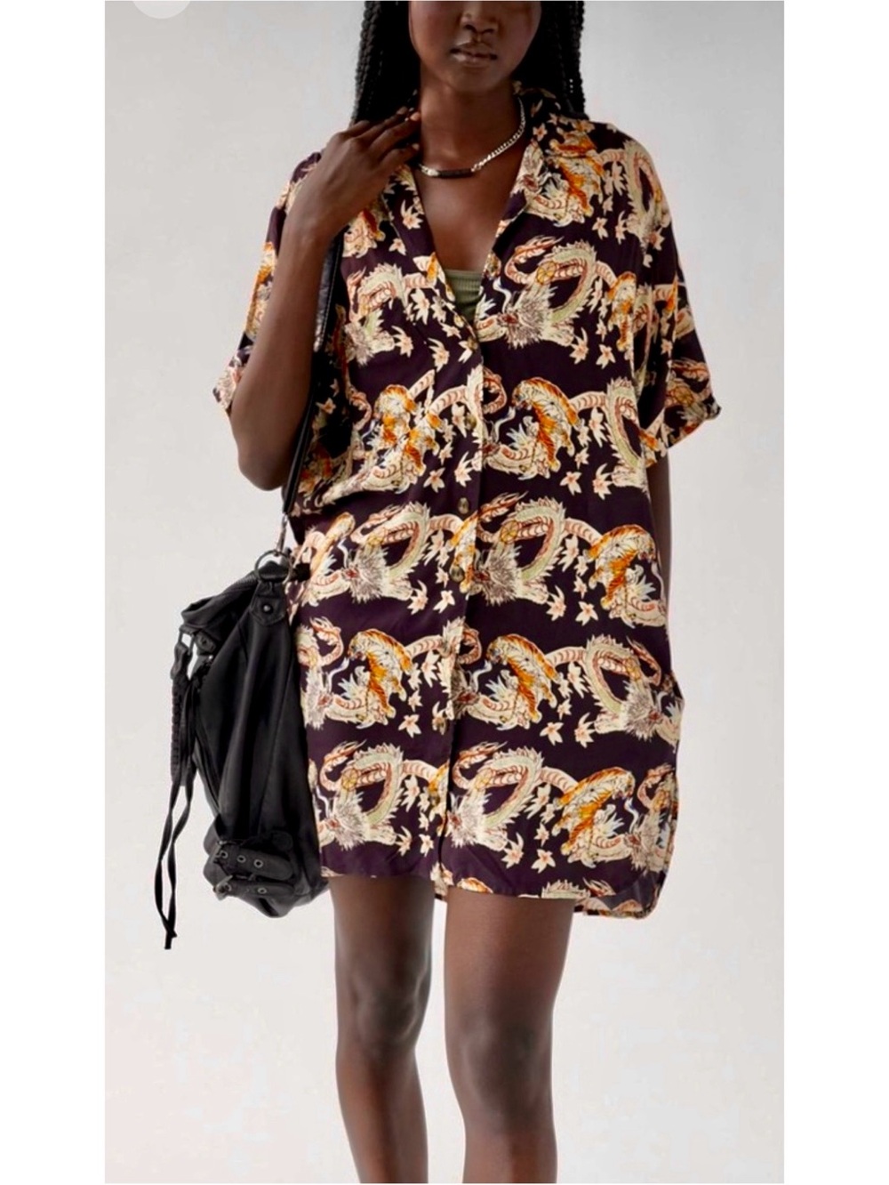 Urban Outfitters dragon tiger print Shirt Dress Size Small